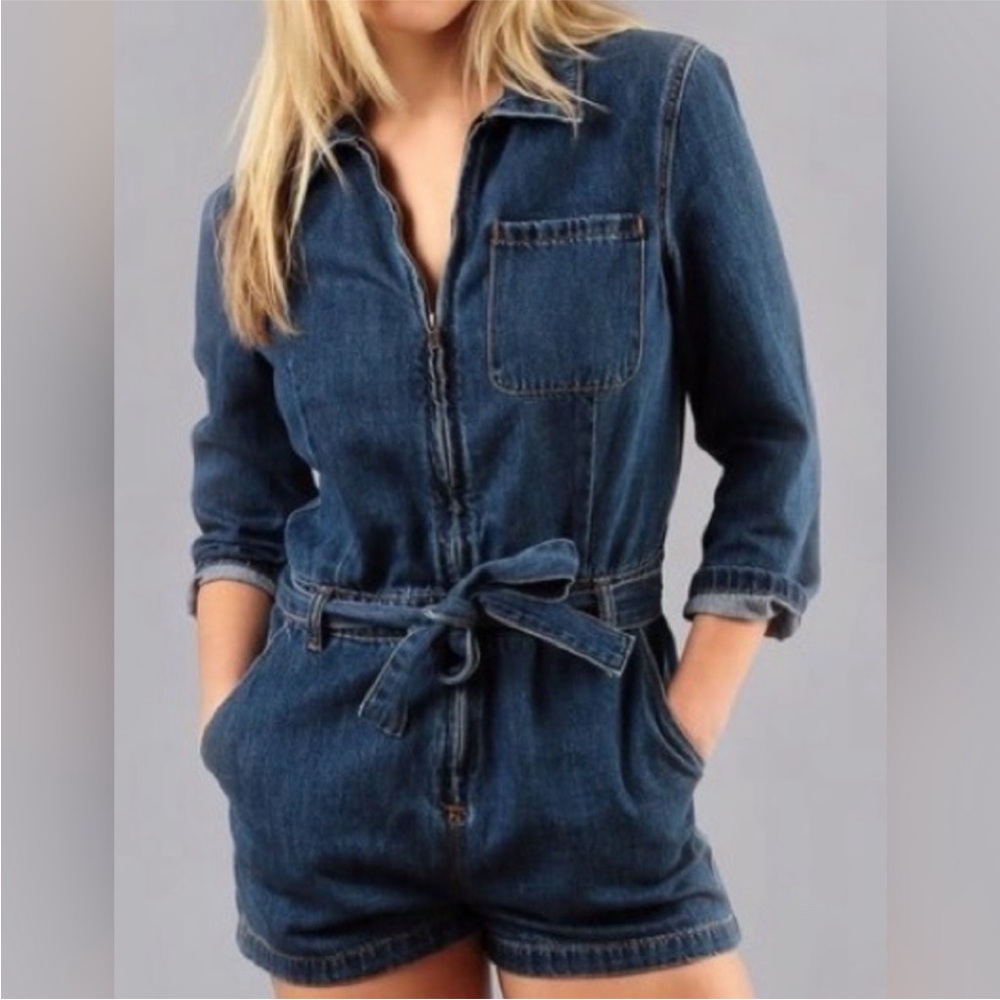 Free People Denim Long Sleeve Romper - Size 8